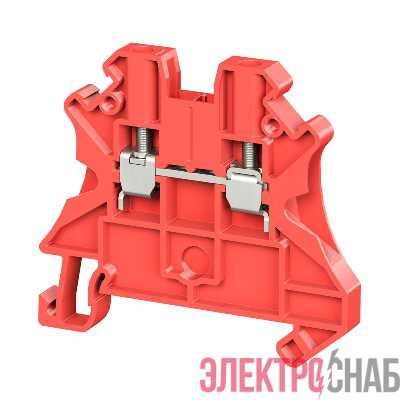 Клемма проходная винтовой зажим 2 точки подключения 4кв.мм красн. DKC TUR-4R-RD