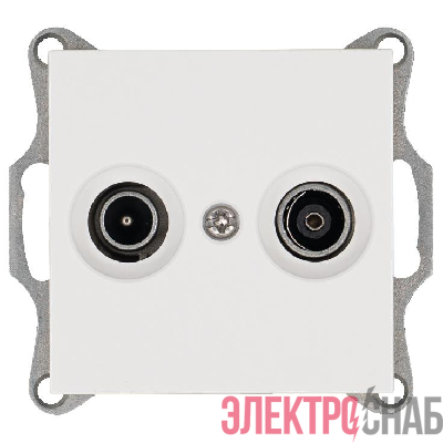 Розетка телевизионная проходная TV + FM 2-м Ф9.5мм механизм бел. глянцевый Jasmart G6205W