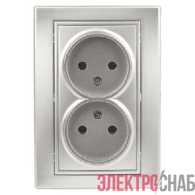 Розетка 2-м СП Plano 1-204-03 16А IP20 250В 2х2P алюм. Intro Б0053907