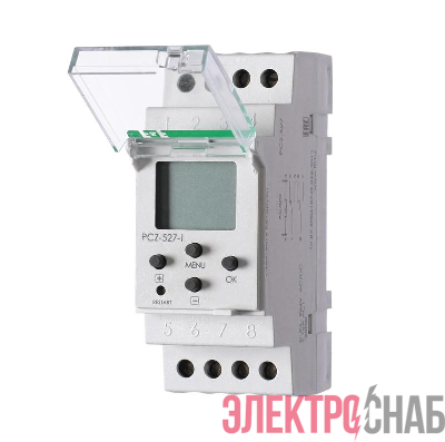 Реле времени астрономическое PCZ-527-1 суточн./недельн. 2мод.; 2 канала (режим работы настраивается для кажд. канала); ночн. перерыв; годов. программа; монтаж на DIN-рейке F&F EA02.002.017