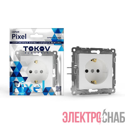 Розетка 1-м СП Pixel 16А IP20 с заземл. защ. шторки механизм бел. TOKOV ELECTRIC TKE-PX-R1ZSF-C01