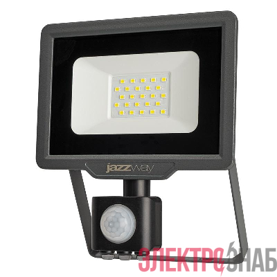 Прожектор светодиодный PFL-C3 SENSOR 20Вт 6500К IP65 ДО закален. прозр. стекло датчик движения инфракрасный Pro JazzWay 5026926A
