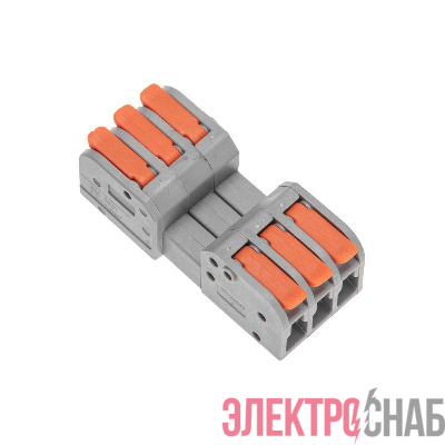 Клемма СМК 222-423R проходная разъемная 3 полюса сер. 0.2-2.5/4кв.мм Rexant 07-5263