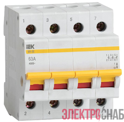 Выключатель нагрузки (мини-рубильник) 4п 63А ВН-32 KARAT IEK MNV10-4-063