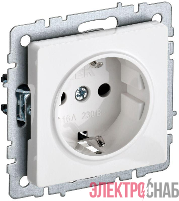 Розетка Btrite РС14-1-0-БрБ 16А с заземл. бел. IEK BR-R14-16-K01-PRO