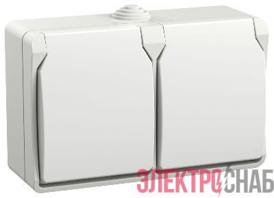 Розетка 2-м ОП Форс РСб22-3-ФБ 16А IP54 с заземл. защ. шторки бел. IEK ERS22-K01-16-54-DC