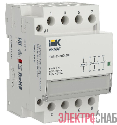 Контактор модульный KMR 63А 230В AC 2НО 2НЗ ARMAT IEK AR-KMR10-063-22-230