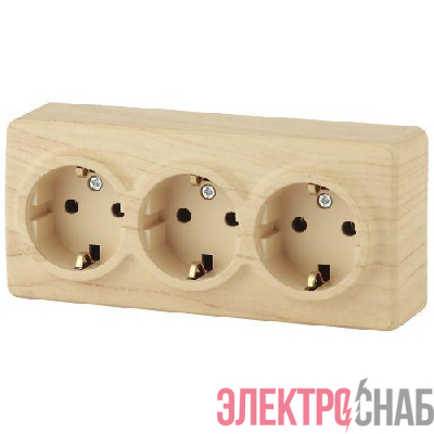 Розетка 3-м ОП Эра Эксперт 11-2208-11 16А IP20 250В 3х2P+E Schuko сосна Эра Б0020702