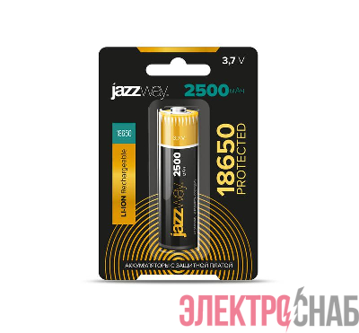 Аккумулятор 18650 3.7В Li-Ion 2500мА.ч с защитой (блист. 1шт) JazzWay 5059849