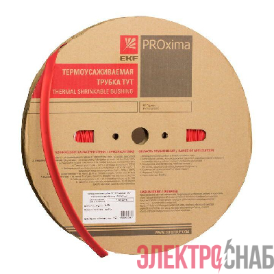 Трубка термоусадочная ТУТ нг 4/2 красн. (уп.200м) EKF tut-4-r