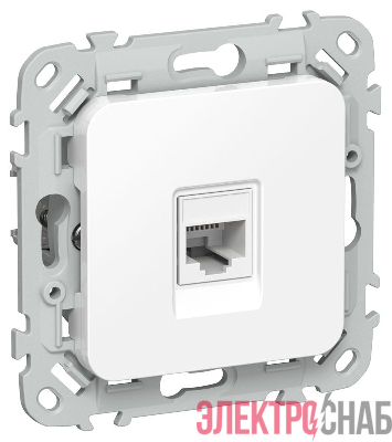 Розетка компьютерная СП FLITE РК5е-1-0-ФлБ RJ45 кат.5E UTP механизм бел. IEK FI-K12-1-K01