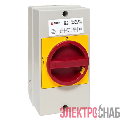 Переключатель кулачковый ПК-2-13 25А 3п "ВКЛ-ВЫКЛ" с блокировкой в боксе IP65 PROxima EKF pk-2k-13-25-a65