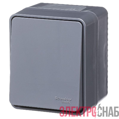 Выключатель кнопочный 1-кл. ОП AtlasDesign PROFI IP54 10АХ антрацит SE ATN544015
