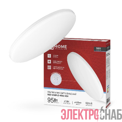 Светильник светодиодный NEO SIMPLE-9565-WH 95Вт 6500К 7600лм 230В 460х67мм бел. IN HOME 4690612060866