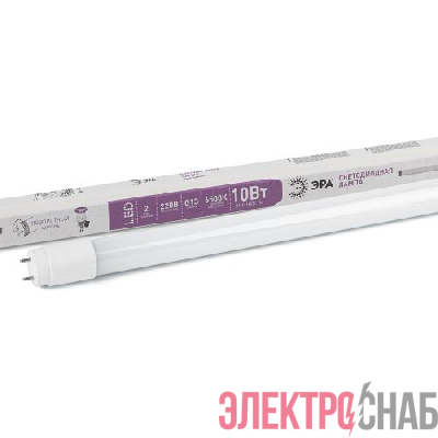 Лампа светодиодная T8-10W-865-G13-600мм стекл. (поворот. цоколь) 910лм ЭРА Б0033000
