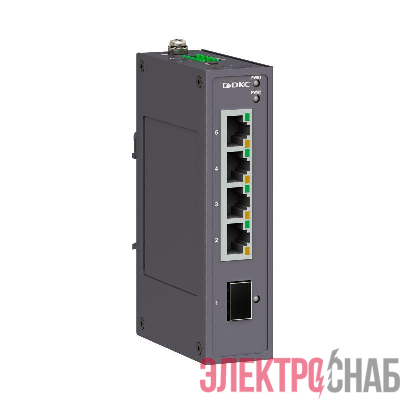 Коммутатор промышленный неуправляемый 1х100Base-X SFP слот: 4х 10/100Base-T(X) портов RJ45 12-48В DC/18-30В AC с резервированием DKC N1000-1SFP4T-P2