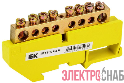 Шина PE "земля" на DIN-изол. ШНИ 8х12-8-Д-Ж IEK YNN10-812-8D-K05