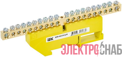 Шина PE "земля" на DIN-изоляторе ШНИ-6х9-20-Д-Ж IEK YNN10-69-20D-K05