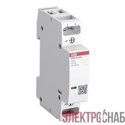 Контактор ESB16-11N-06 Контактор  модульный (16А АС-1, 1НО+1НЗ), катушка 230В AC/DC ABB 1SBE111111R0611