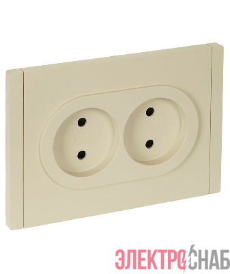 Розетка 2-м СП FORTE&PIANO FP425 10А без заземл. защ. шторки безвинт. крепл. ваниль IEK FP-R23-10-1-K10