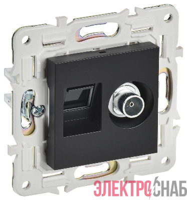Розетка двойная TV+RJ45 кат.5E SKANDY SK-A14Bl черн. IEK SK-AK20-1-K02