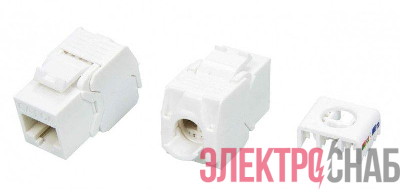 Вставка Keystone Jack RJ45 (8P8C) кат.6A (10G) 180град. Toolless KJ8-8P8C-C6A-180-TLS-WH бел. Hyperline 426186