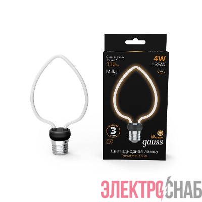 Лампа светодиодная филаментная Filament Artline 4Вт Heart матов. 2700К тепл. бел. Е27 330лм milky GAUSS 1003802104