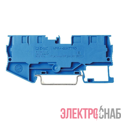 Клемма проходная зажим push-in 4 точки подключения 4кв.мм син. DKC VPR-4-QUATTRO-BU