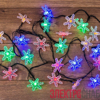 Гирлянда светодиодная "Снежинки" 4.4м 30LED мультиколор 4Вт IP20 с контроллером Neon-Night 303-065