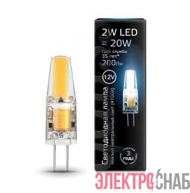 Лампа светодиодная Black G4 AC220-240V 2Вт капсульная 4100К бел. G4 200лм 220-240В Gauss 107707202