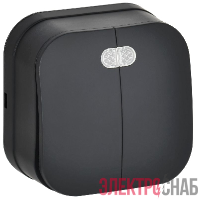 Выключатель 2-кл. ОП GLORY ВС20-2-1-ХЧм 10А с индикацией черн. матов. IEK EVH21-K02M-10