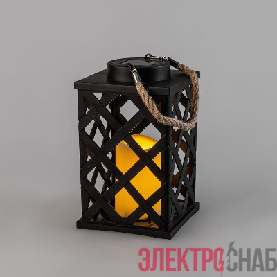 Фонарь декоративный 14х14х24см тепл. бел. корпус плетеный черн. на солнечной батарее Neon-Night 501-145