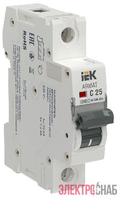 Выключатель автоматический модульный 1п C 25А M10N-MA без тепл. расцеп. ARMAT IEK AR-M10N-MA-1-C025
