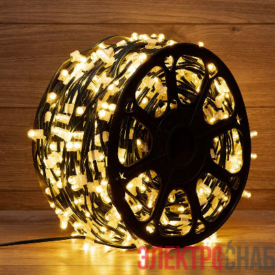 Гирлянда светодиодная "LED ClipLight" 1.5м 665LED тепл. бел. 80Вт 12В IP65 трансф. в компл. провод ПВХ темн. зел. (уп.100м) Neon-Night 325-126