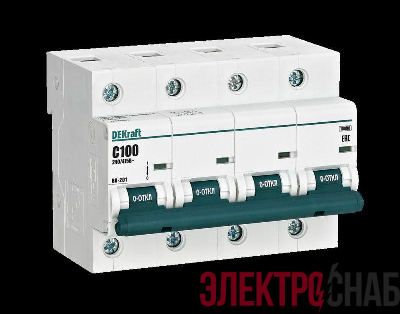 Выключатель автоматический модульный 4п C 100А 10кА ВА-201 DEKraft 13012DEK