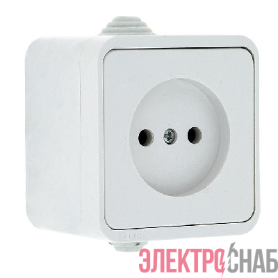 Розетка 1-м ОП Прага 10А IP44 без заземл. бел. EKF EKR10-022-10-44