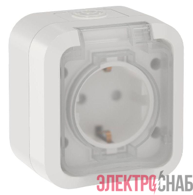Розетка 1-м ОП TORS 16А IP55 TS320 с заземл. с крышкой бел. IEK TS-R16-16-55-K01