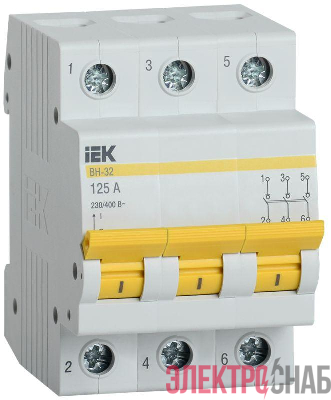 Выключатель нагрузки (мини-рубильник) ВН-32 3Р 125А IEK MNV10-3-125
