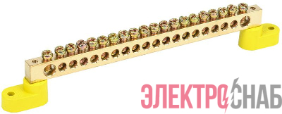 Шина PE "земля" ШНИ-8х12-20-У2-Ж на двух угловых изоляторах IEK YNN10-812-20C2-K05