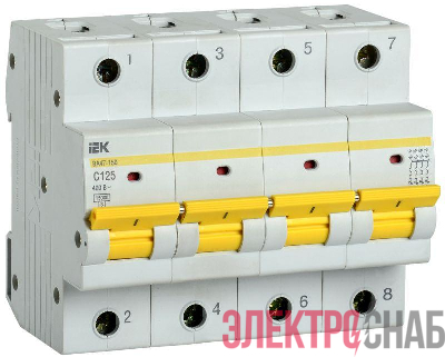 Выключатель автоматический модульный 4п C 125А 15кА ВА47-150 KARAT IEK MVA50-4-125-C