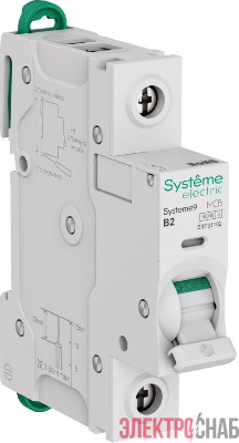 Выключатель автоматический 1п B 2А 10кА Systeme9 230В SE S9F31102