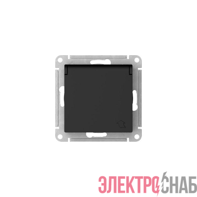 Розетка AtlasDesign 16А IP20 с заземл. защ. шторки с крышкой быстрозажим. клем. механизм карбон SE ATN001046S