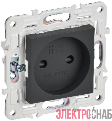 Розетка SKANDY 10А без заземл. защ. шторки SK-R01G графит IEK SK-R13-10-K53