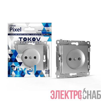 Розетка 1-м СП Pixel 16А IP20 без заземл. защ. шторки механизм алюм. TOKOV ELECTRIC TKE-PX-R1SF-C03