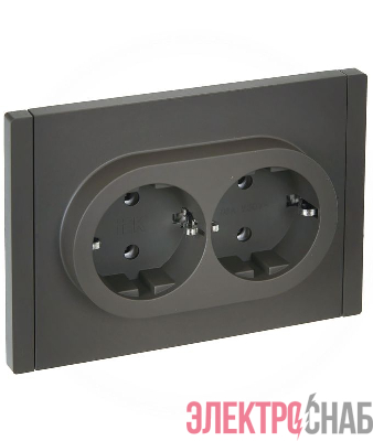 Розетка 2-м СП FORTE&PIANO FP324 16А с заземл. без защ. шторок безвинт. крепл. сер. IEK FP-R21-16-1-K03