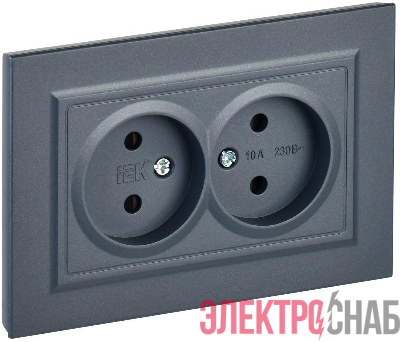 Розетка 2-м СП BRITE РСш12-2-БрМ 10А в сборе без заземл. защ. шторки маренго IEK BR-R23-10-K35-F