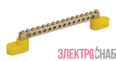 Шина PE "земля" ШНИ-6х9-14-У2-Ж на двух угловых изоляторах IEK YNN10-69-14C2-K05