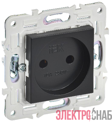 Розетка SKANDY 10А без заземл. без защ. шторок SK-R02Bl черн. IEK SK-R10-10-K02