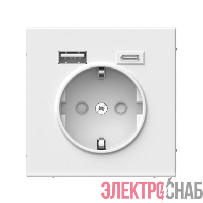 Розетка ArtGallery 16А с 2-мя заряд. устройствами USB A+C 5В/2.4А/3А 2х5В/1.5А механизм бел. SE GAL000132