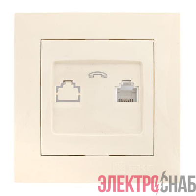Розетка телефонная 1-м СП Валенсия RJ11 крем. PROxima EKF EWT01-034-20